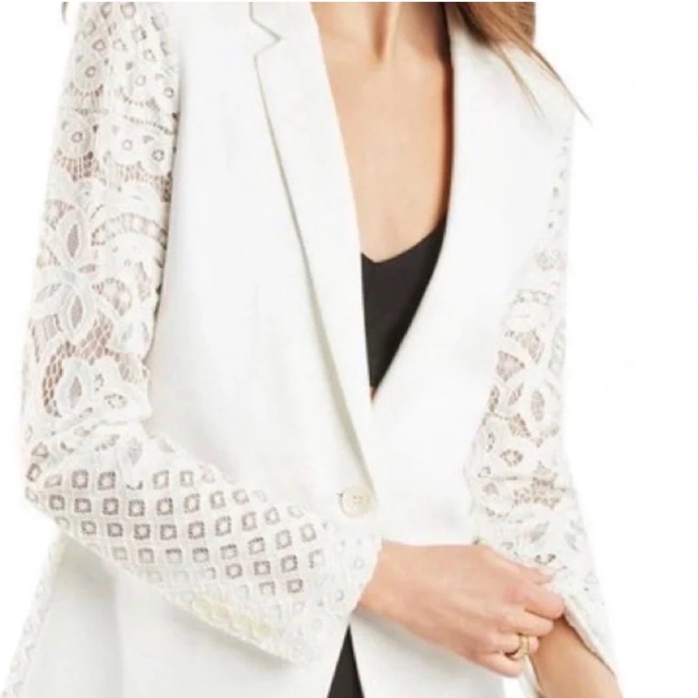 BCBGMaxAzria Ivory Blazer with Lace Detail
